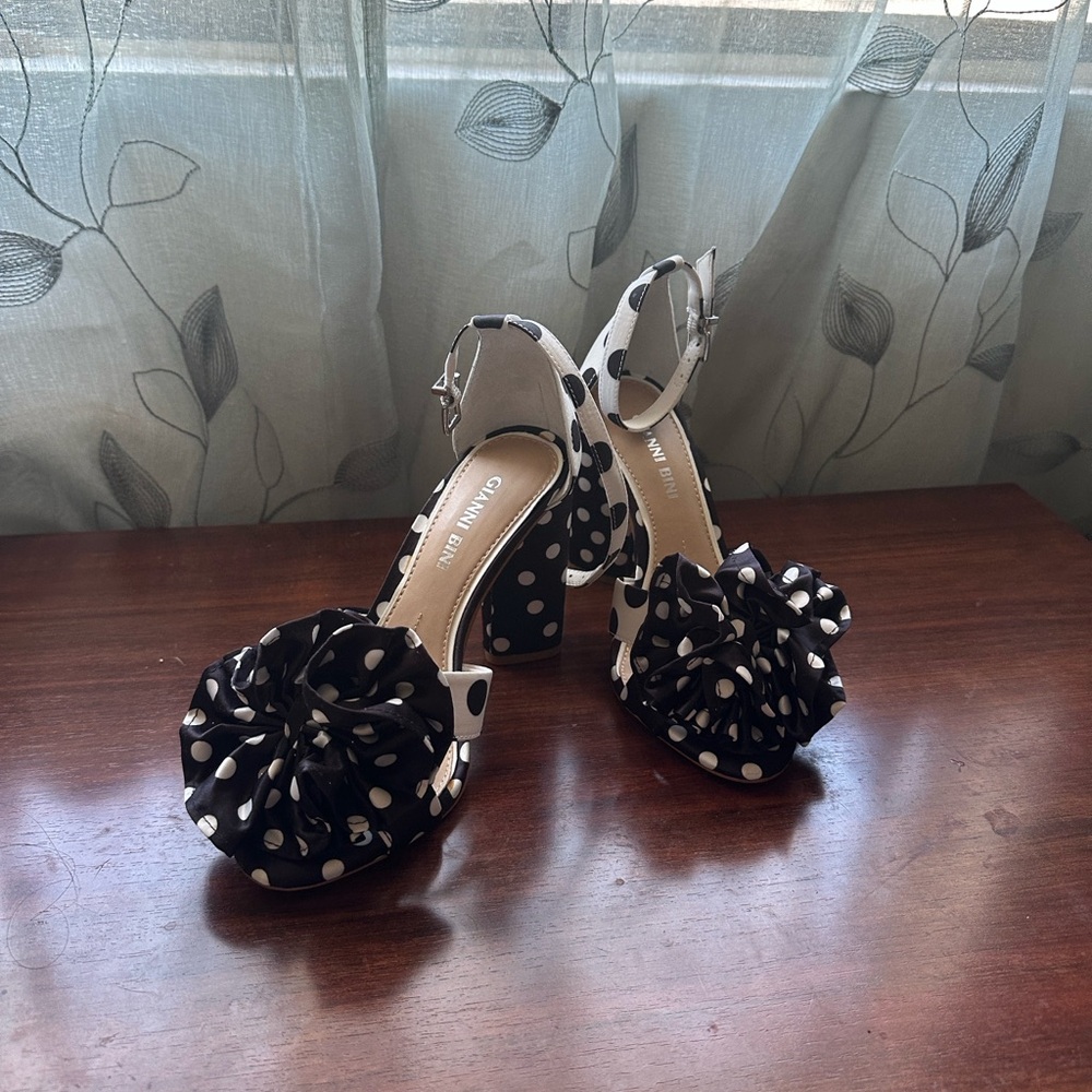 Gianni Bini Black and White Polka Dot Heels